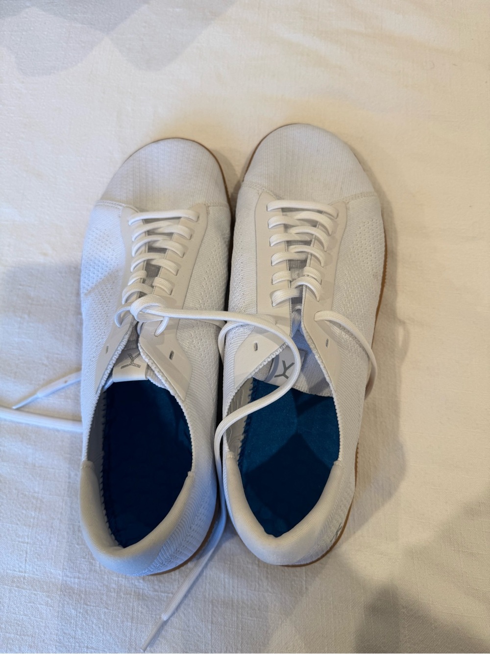 Lux White Lace-Up Men's Sneakers with Blue Insoles